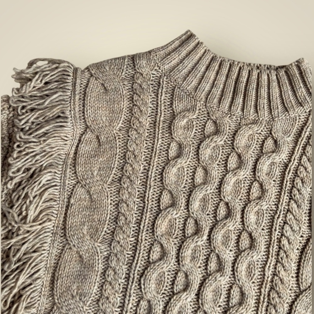Universal Thread Chunky Cable Knit Fringe Mock Neck Western Style Sweater Size M - Picture 4 of 9